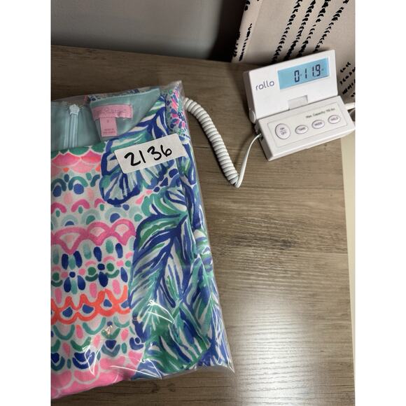 Lilly Pulitzer Donna Romper Dress Sz 2 Feel The Beat Engineered Pink Blue Preppy - Picture 16 of 16